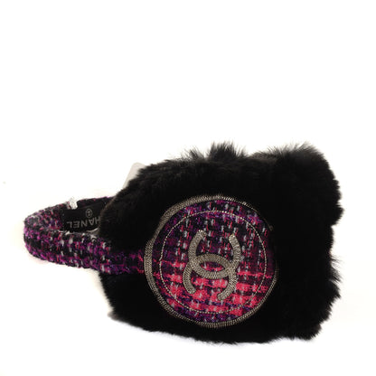 Chanel Rabbit Fur Tweed CC Earmuffs Purple 5 of 5