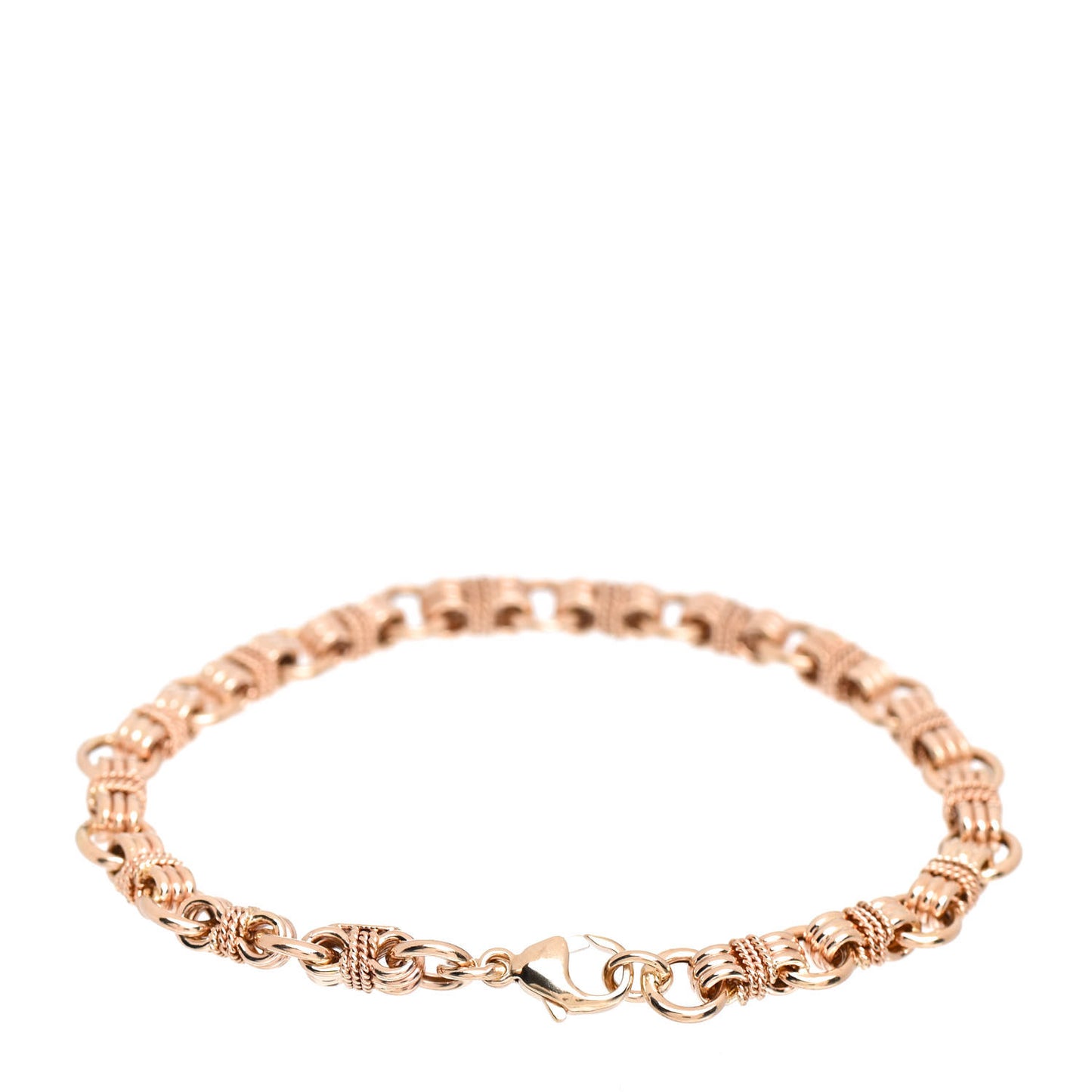 14K Rose Gold Round Link Bracelet