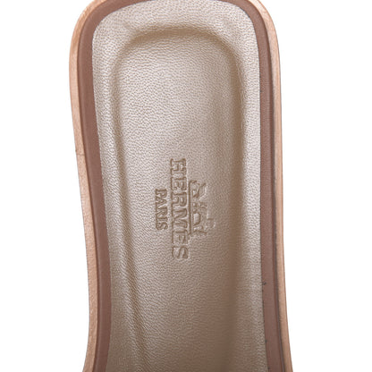 Hermes Box Calfskin Oran Sandals 39.5 Gold 6 of 13