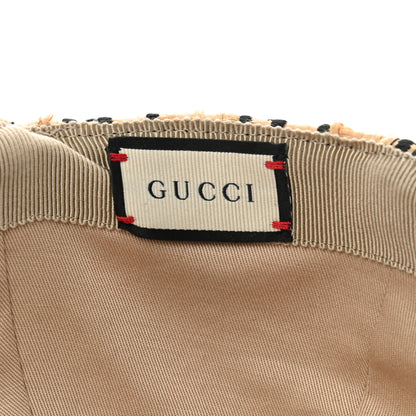 Gucci Raffia GG Monogram Elaphe Embroidered Aisha Baseball Hat M Ivory Black 8 of 11