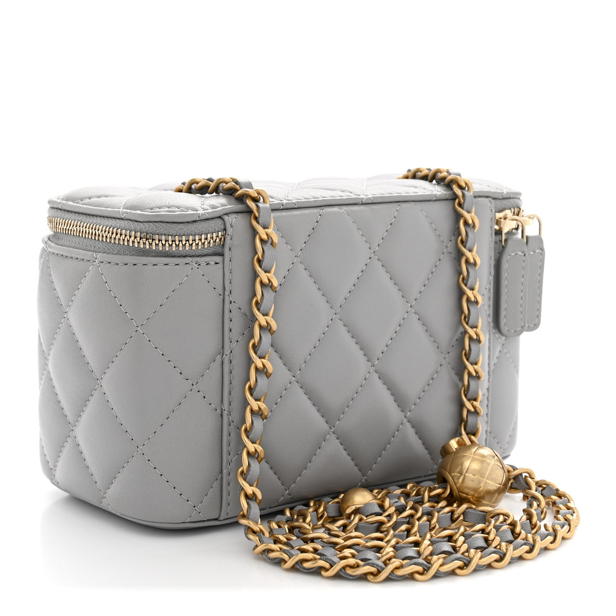 Chanel Lambskin Quilted Small Pearl Crush Vanity Case With Chain Grey 3 of 11