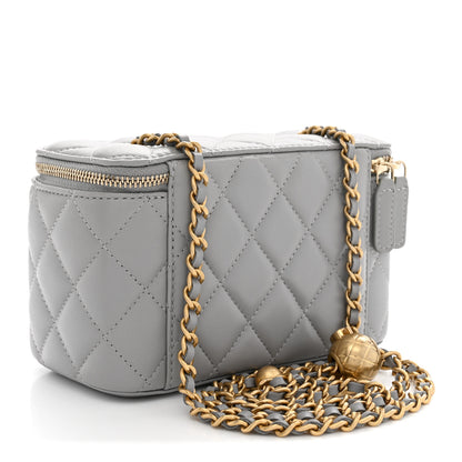 Chanel Lambskin Quilted Small Pearl Crush Vanity Case With Chain Grey 3 of 11