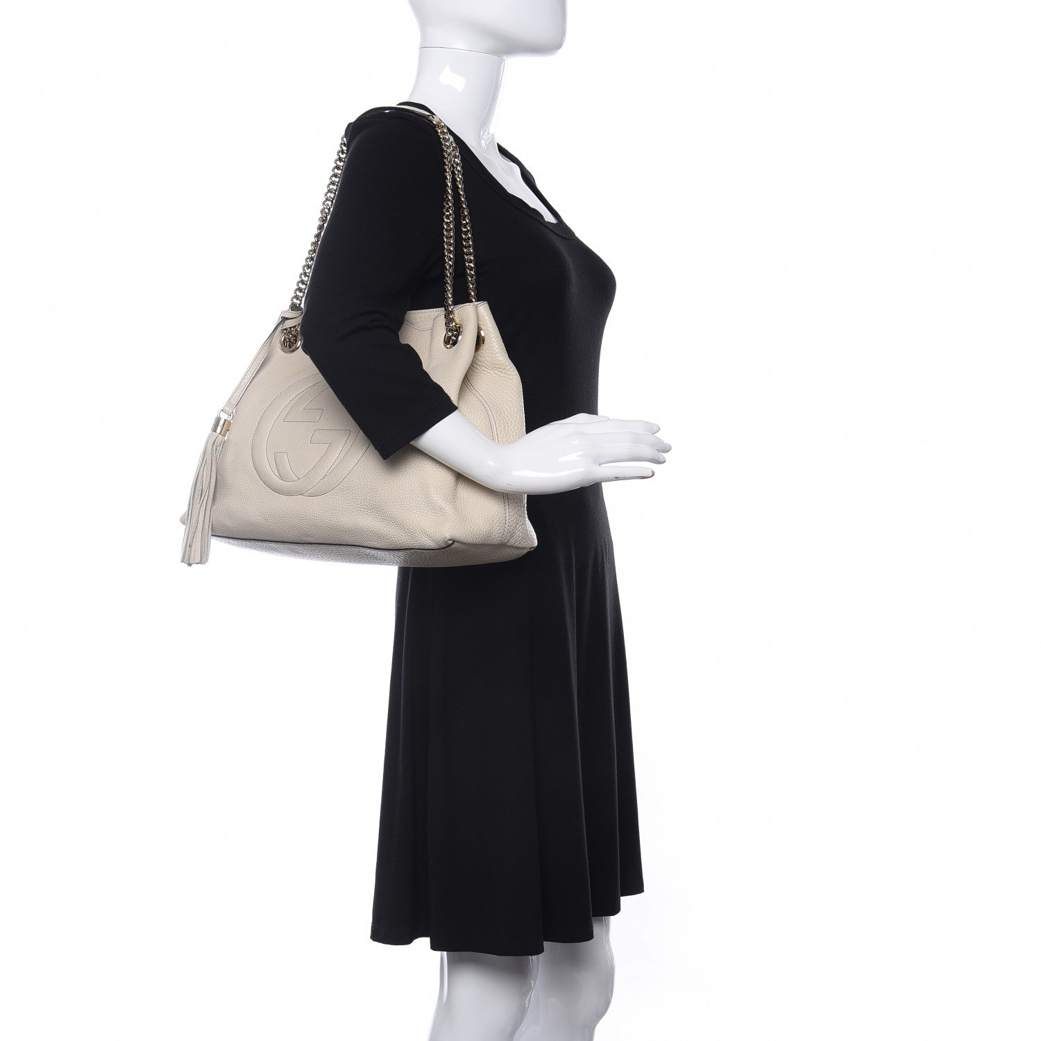 Gucci Pebbled Calfskin Medium Soho Chain Shoulder Bag Off White 2 of 19