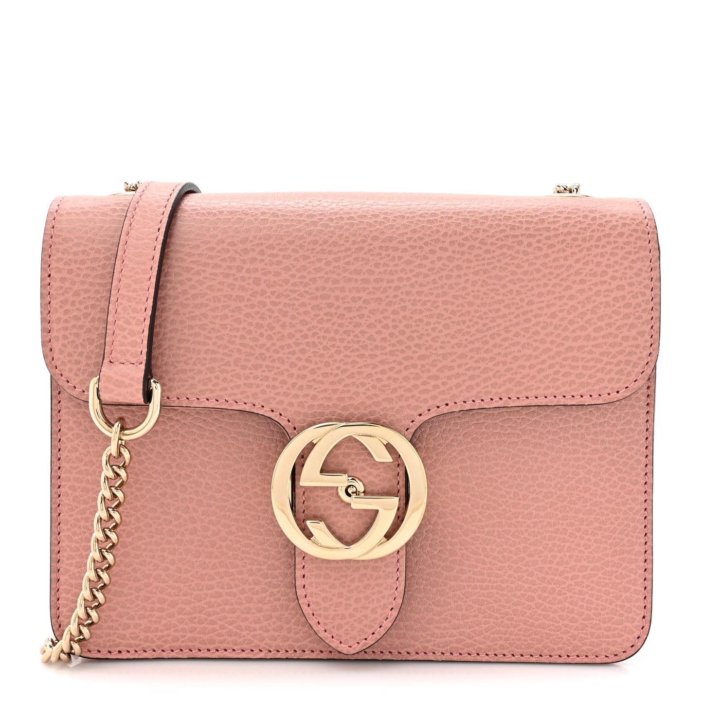 Dollar Calfskin Small Interlocking G Shoulder Bag Soft Pink