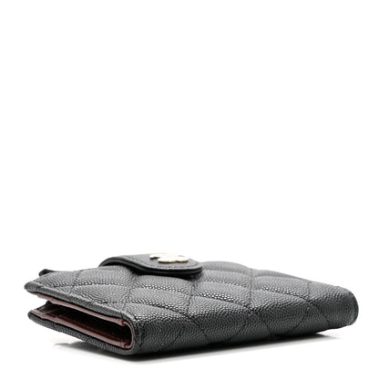 Chanel Caviar Quilted Compact Zipped Pocket Wallet Black 4 of 7