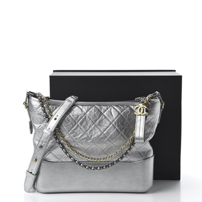 Chanel Metallic Lambskin Calfskin Quilted Medium Gabrielle Hobo Silver 11 of 11