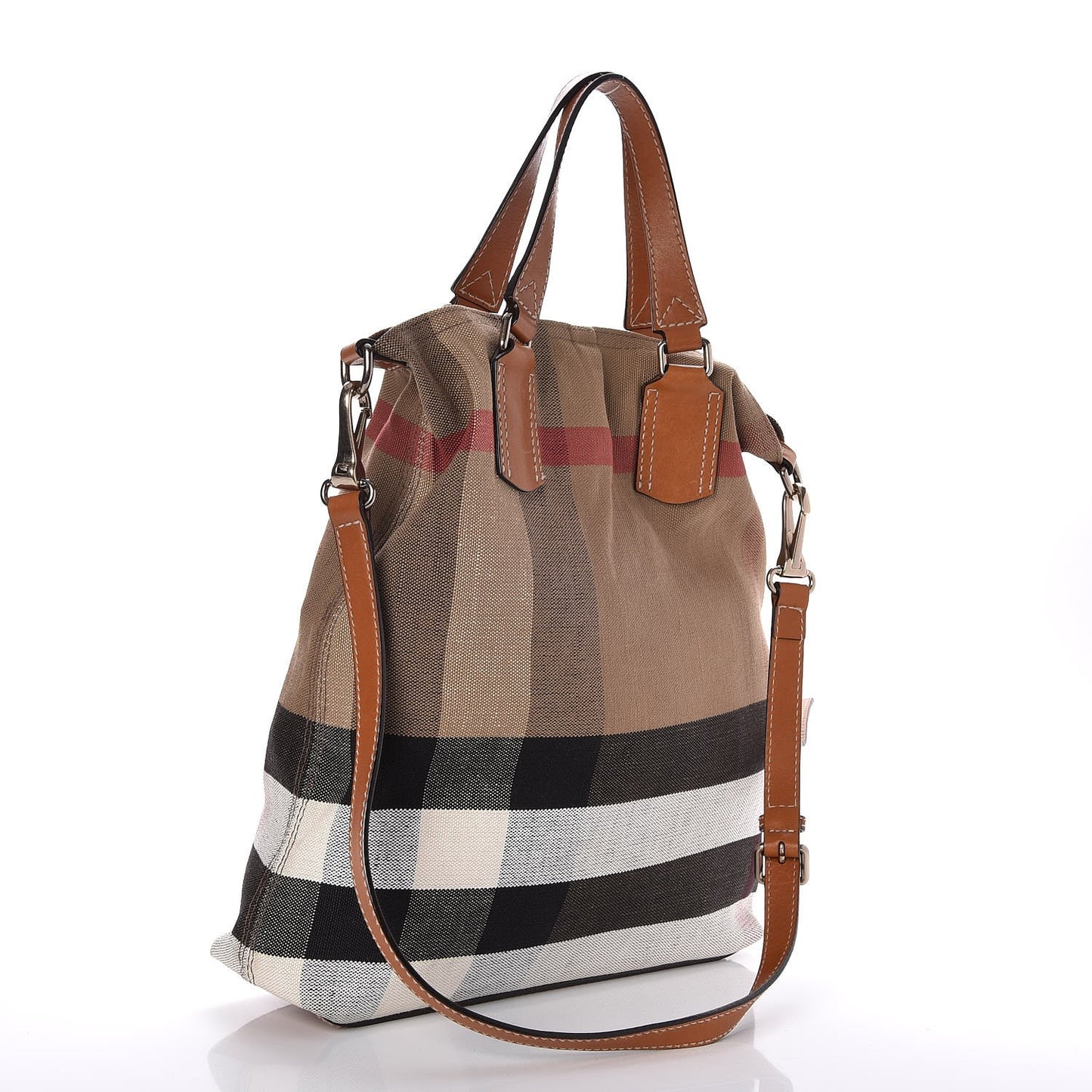 Canvas Mega Check Medium Tottenham Brit Tote Saddle Brown