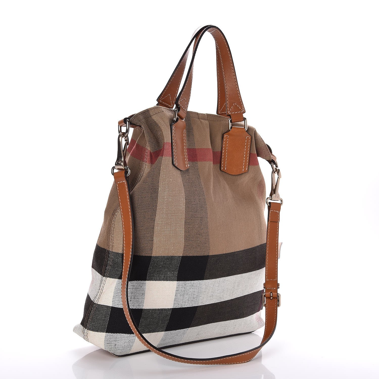 Burberry Canvas Mega Check Medium Tottenham Brit Tote Saddle Brown 3 of 9