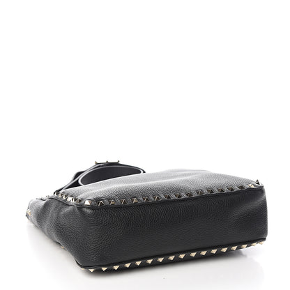 Valentino Garavani Pebbled Calfskin Small Rockstud Flip-Lock Messenger Bag Black 3 of 10