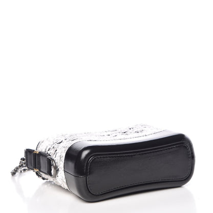 Chanel Sequin Wool Calfskin Small Gabrielle Hobo Black White 5 of 11