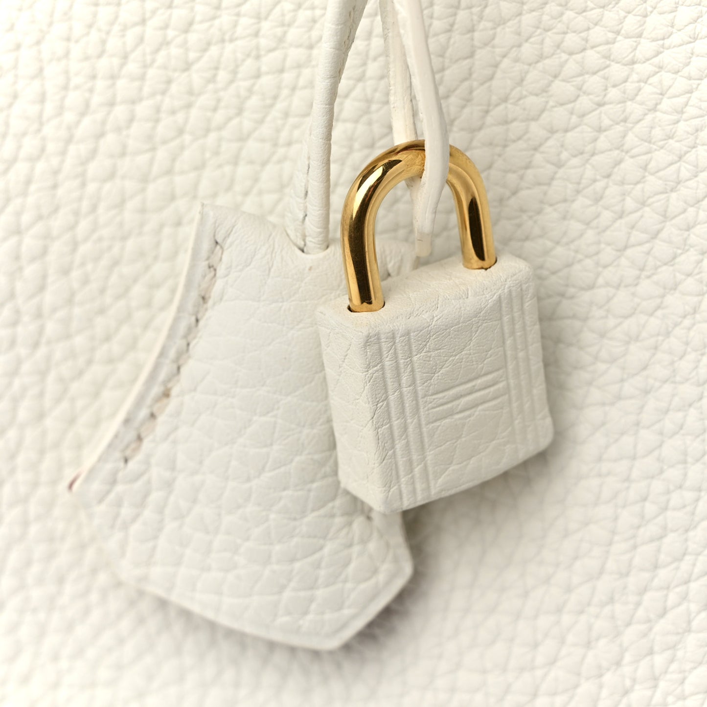 Taurillon Clemence Horseshoe Birkin 30 White Rouge Casaque