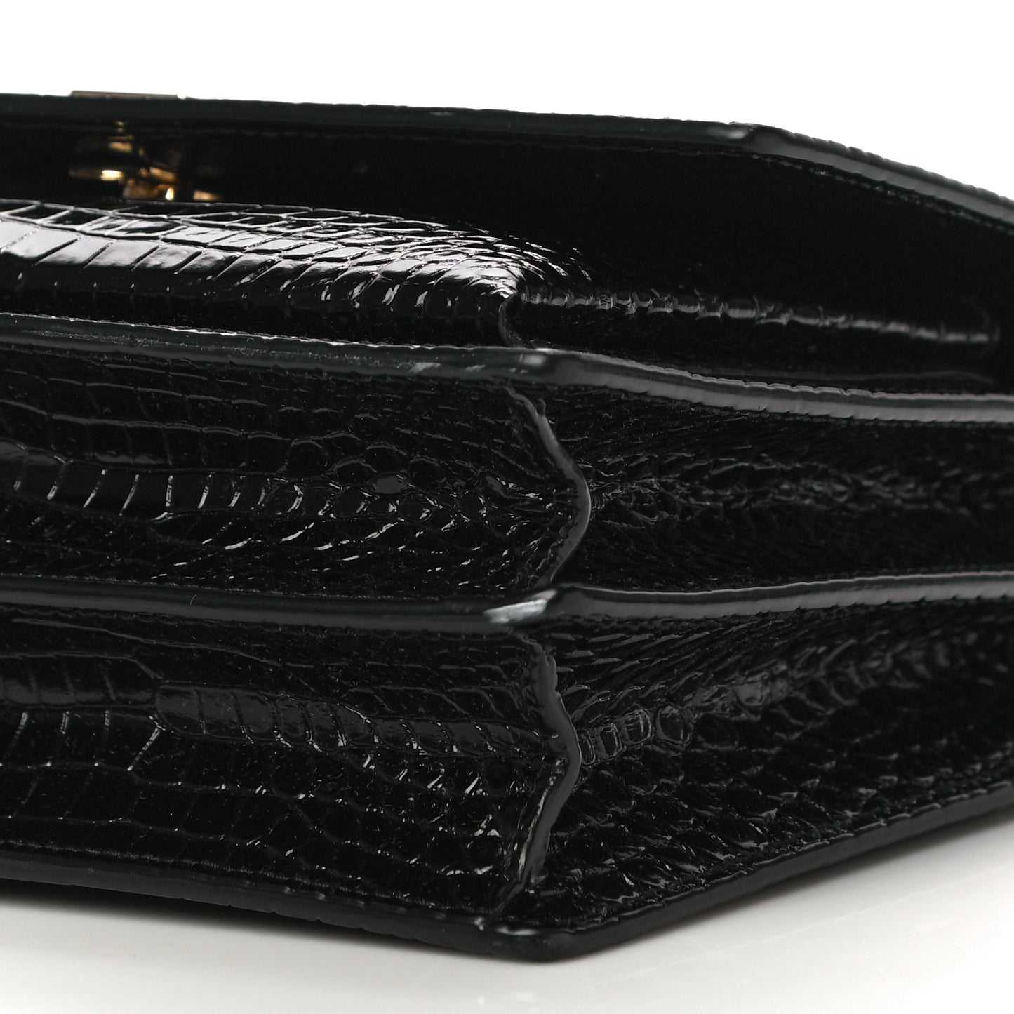 Calfskin Crocodile Embossed Medium Monogram Sunset Black