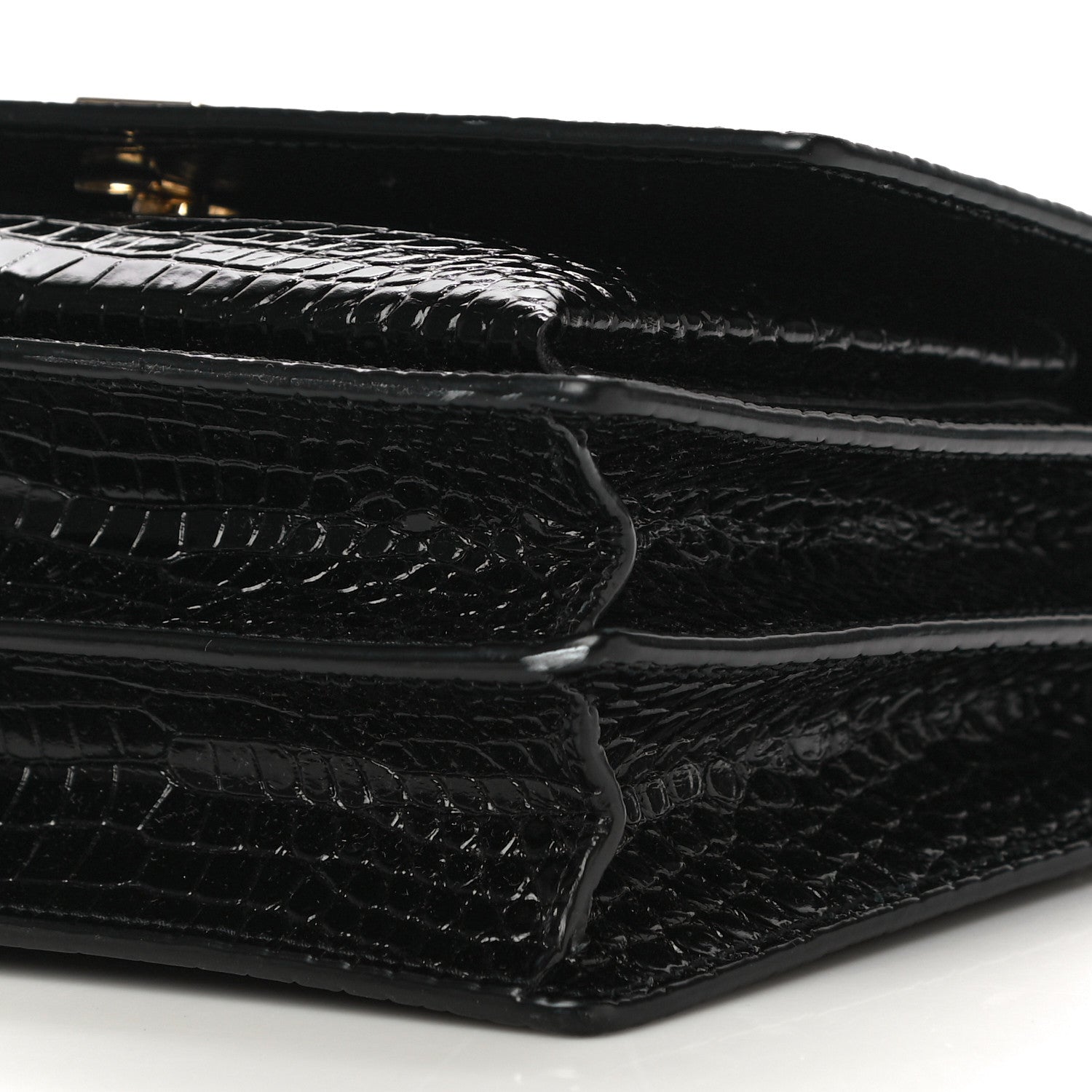 Saint Laurent Calfskin Crocodile Embossed Medium Monogram Sunset Black 9 of 10