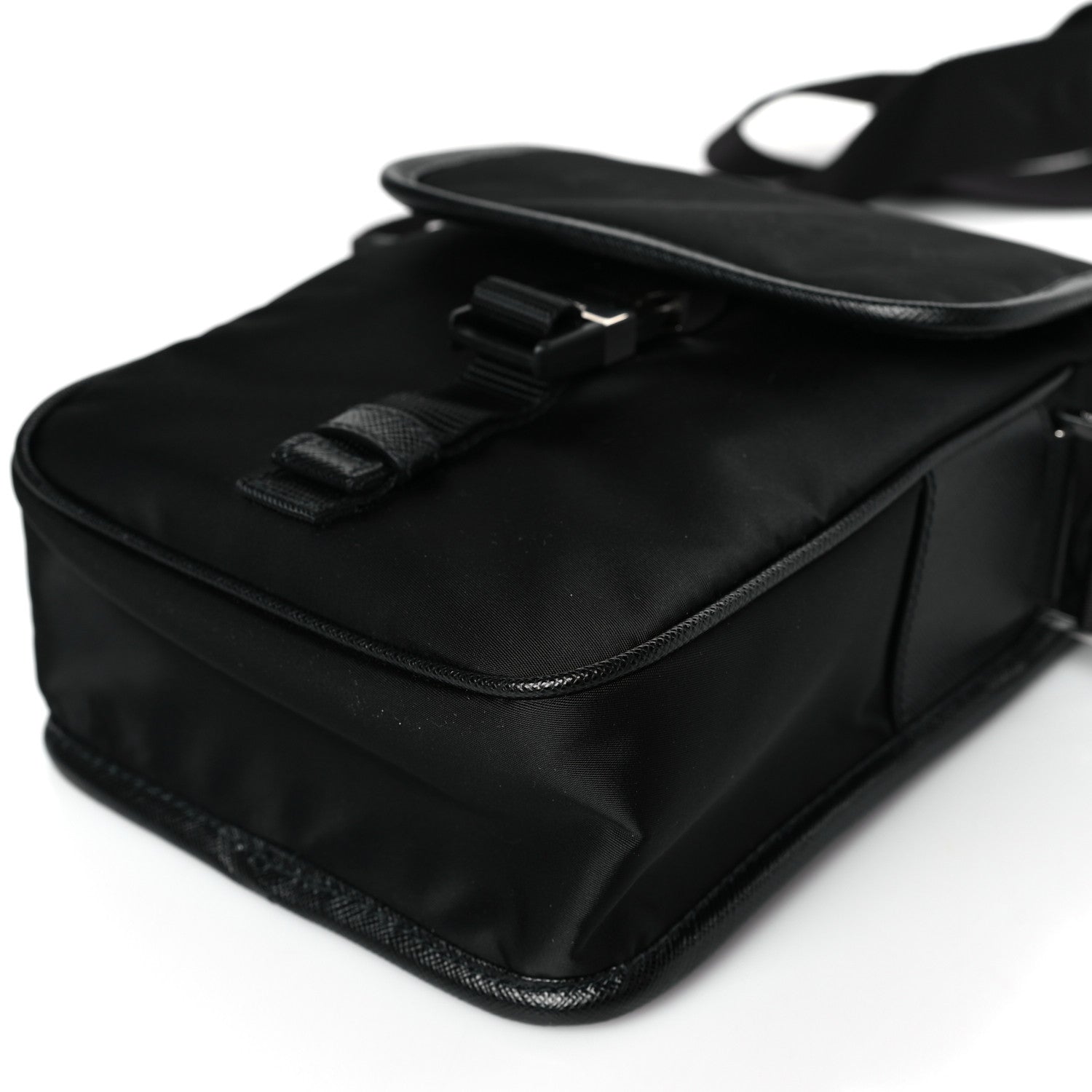 Prada Tessuto Nylon Saffiano Logo Messenger Bag Black 8 of 8