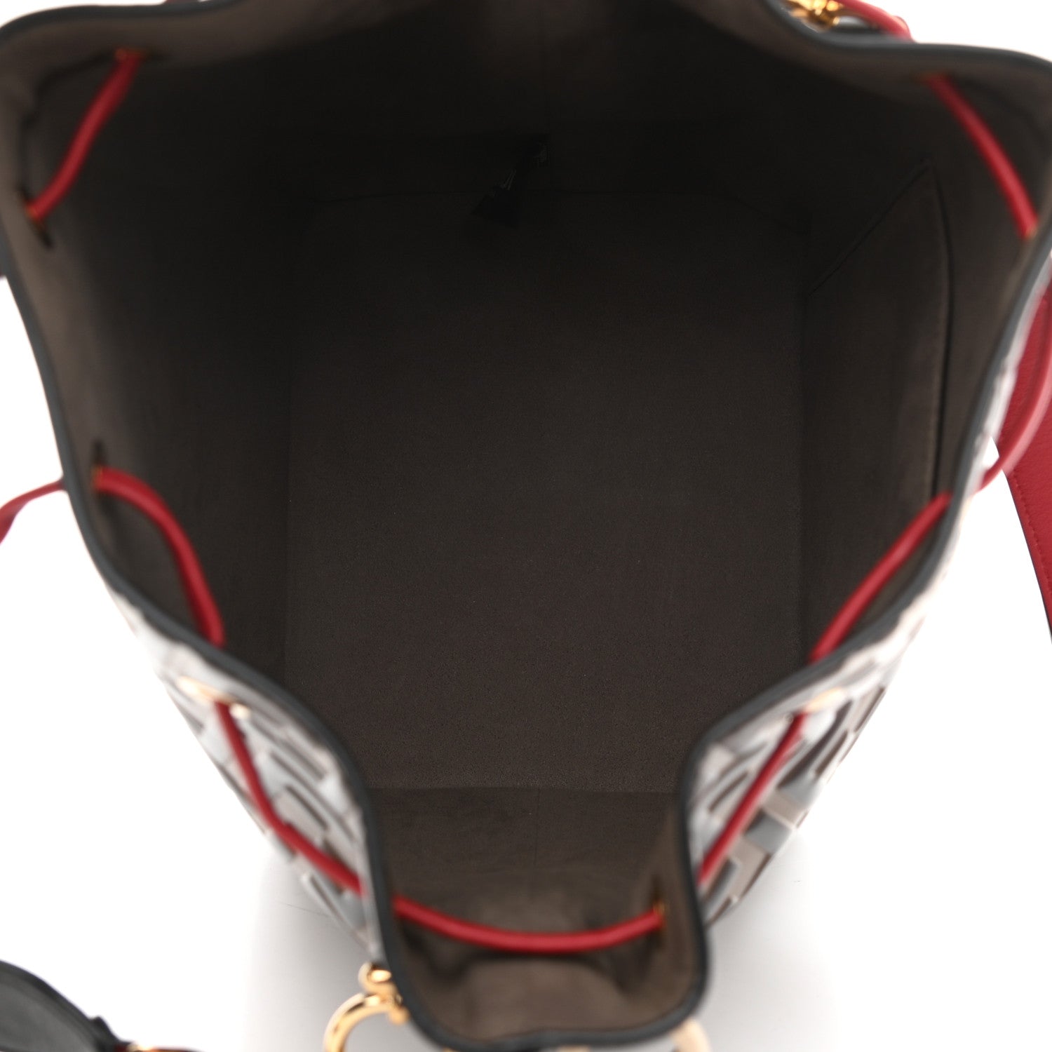 Fendi Vitello Grace F is Fendi Bi-Color FF 1974 Embossed Grande Mon Tresor Bucket Bag Maya Black Fragola 4 of 14