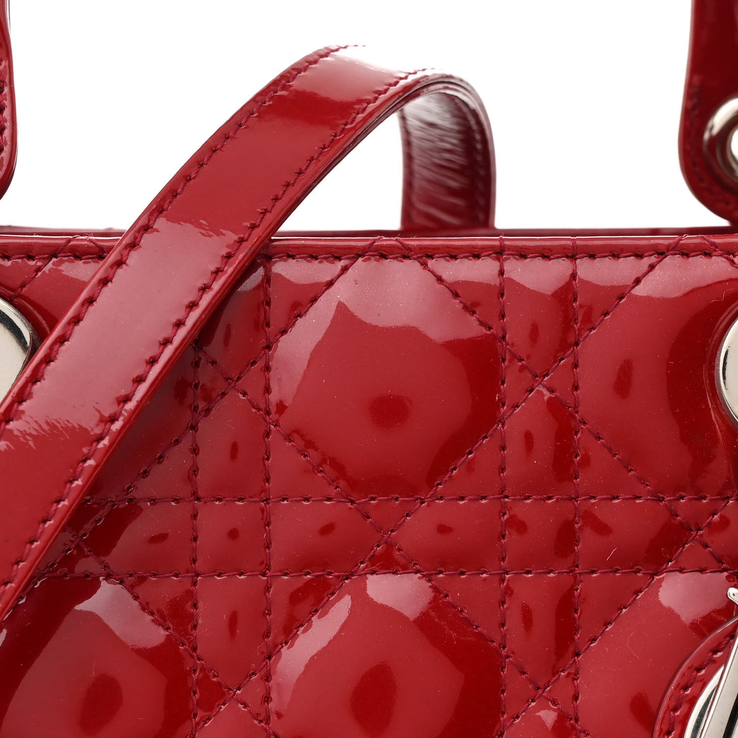 Patent Cannage Medium Lady Dior Burgundy Red