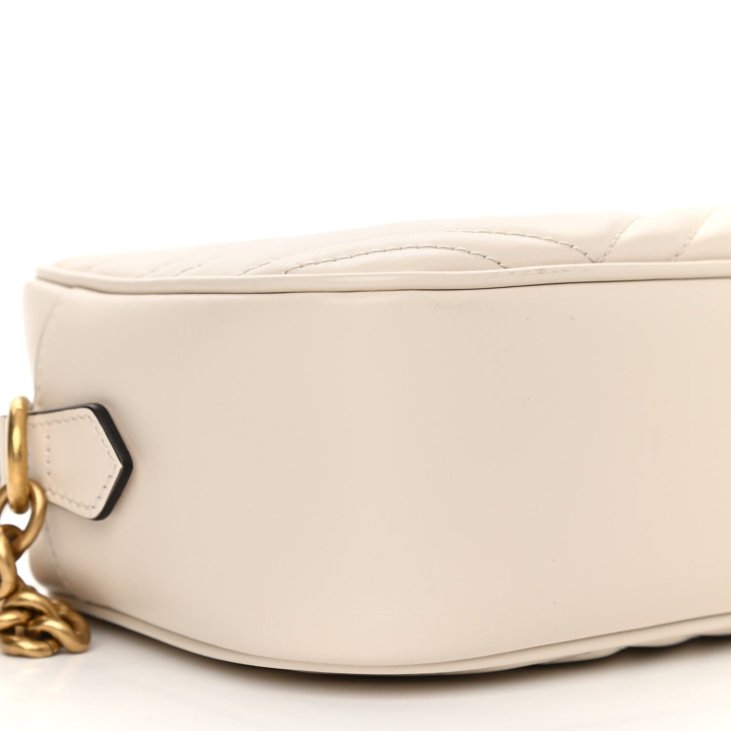 Calfskin Matelasse Small GG Marmont Chain Shoulder Bag White