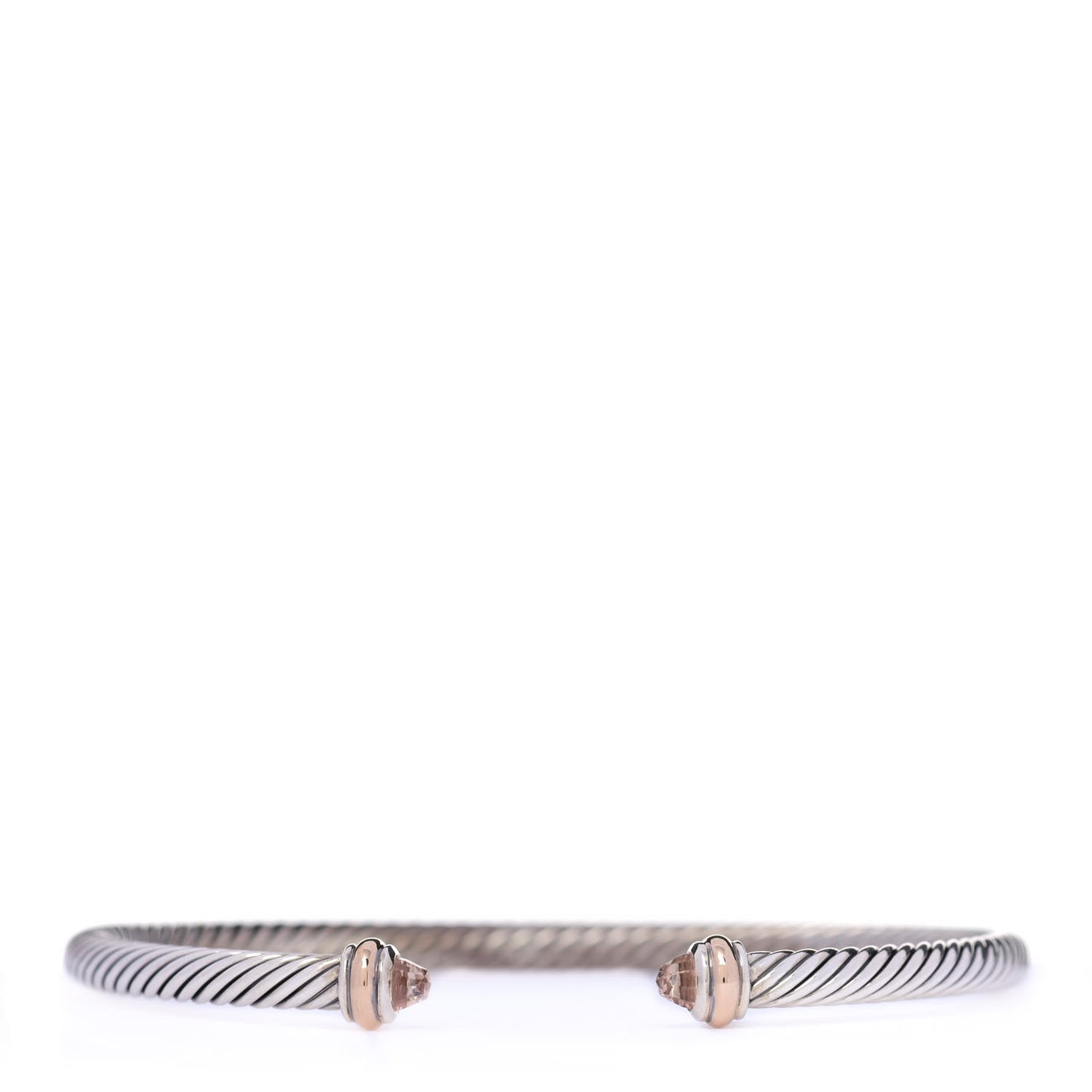 Sterling Silver 18K Rose Gold Morganite 4mm Cable Classics Bracelet