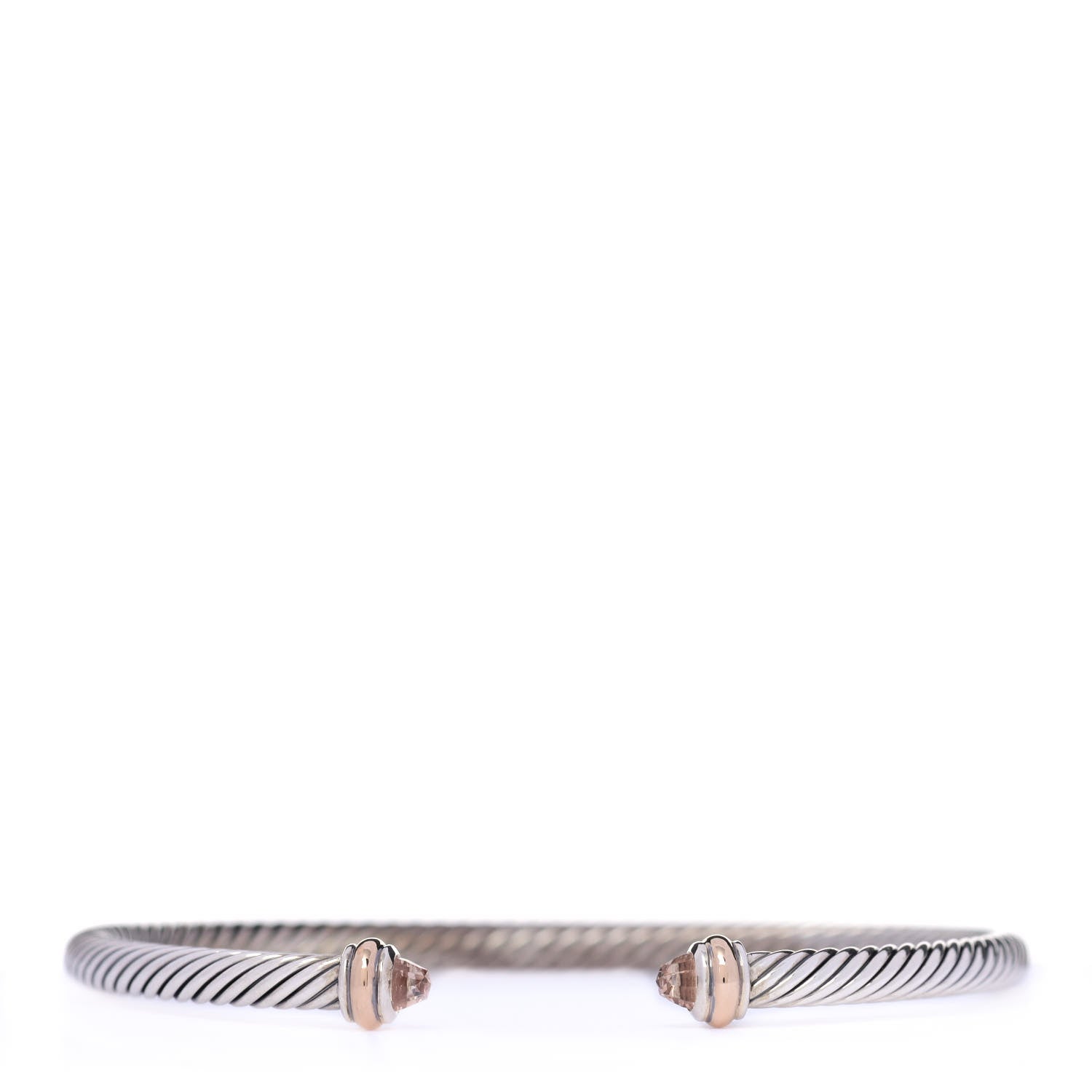 David Yurman Sterling Silver 18K Rose Gold Morganite 4mm Cable Classics Bracelet 1 of 7