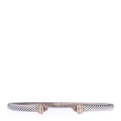 David Yurman Sterling Silver 18K Rose Gold Morganite 4mm Cable Classics Bracelet 1 of 7