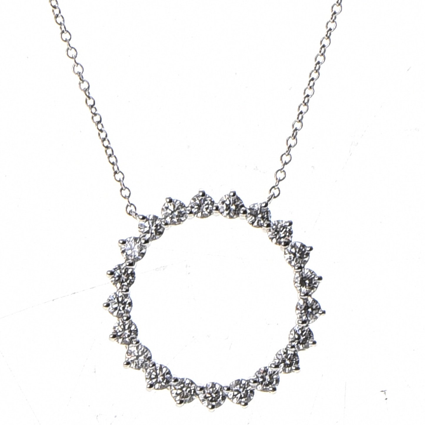 Platinum Diamond Open Circle Pendant Necklace