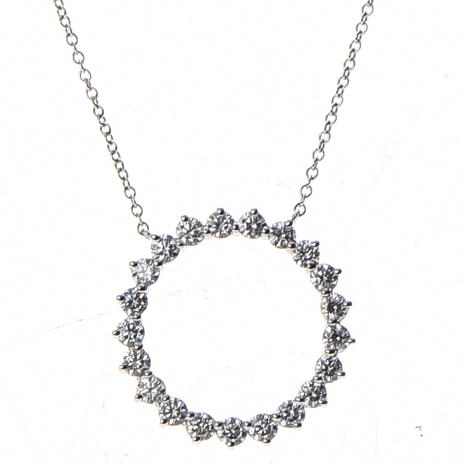 Tiffany Platinum Diamond Open Circle Pendant Necklace 4 of 8