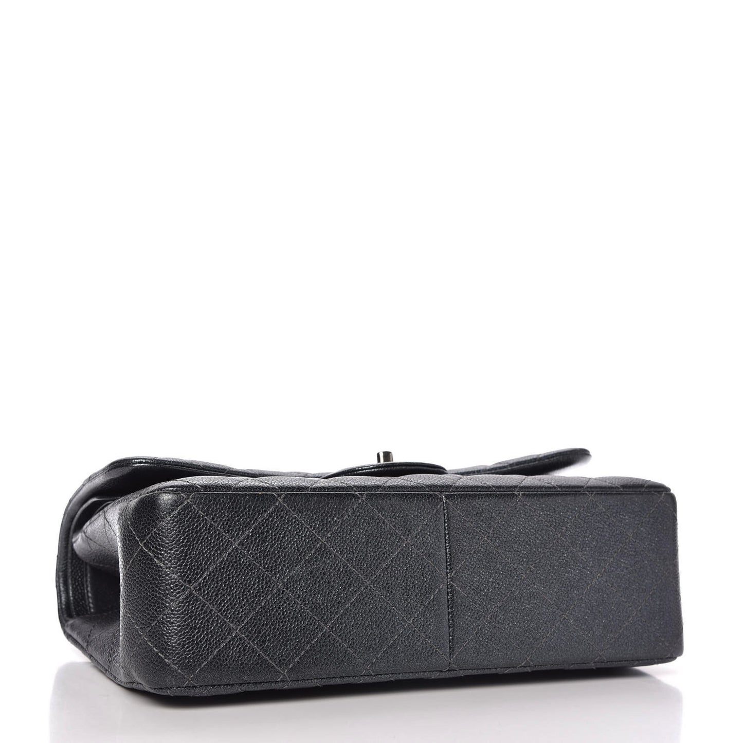Pearly Caviar Quilted Jumbo Double Flap Black