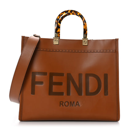 Fendi Vitello King Plexiglass Medium Fendi Sunshine Shopper Tote Cuoio 1 of 14