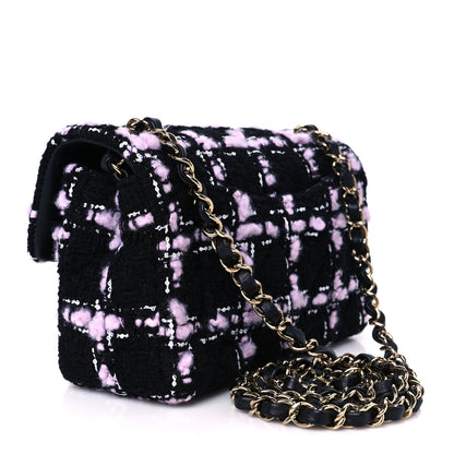 Chanel Tweed Quilted Mini Rectangular Flap Black Pink White 3 of 11