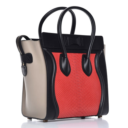 Celine Python Calfskin Micro Luggage Bright Red 3 of 10