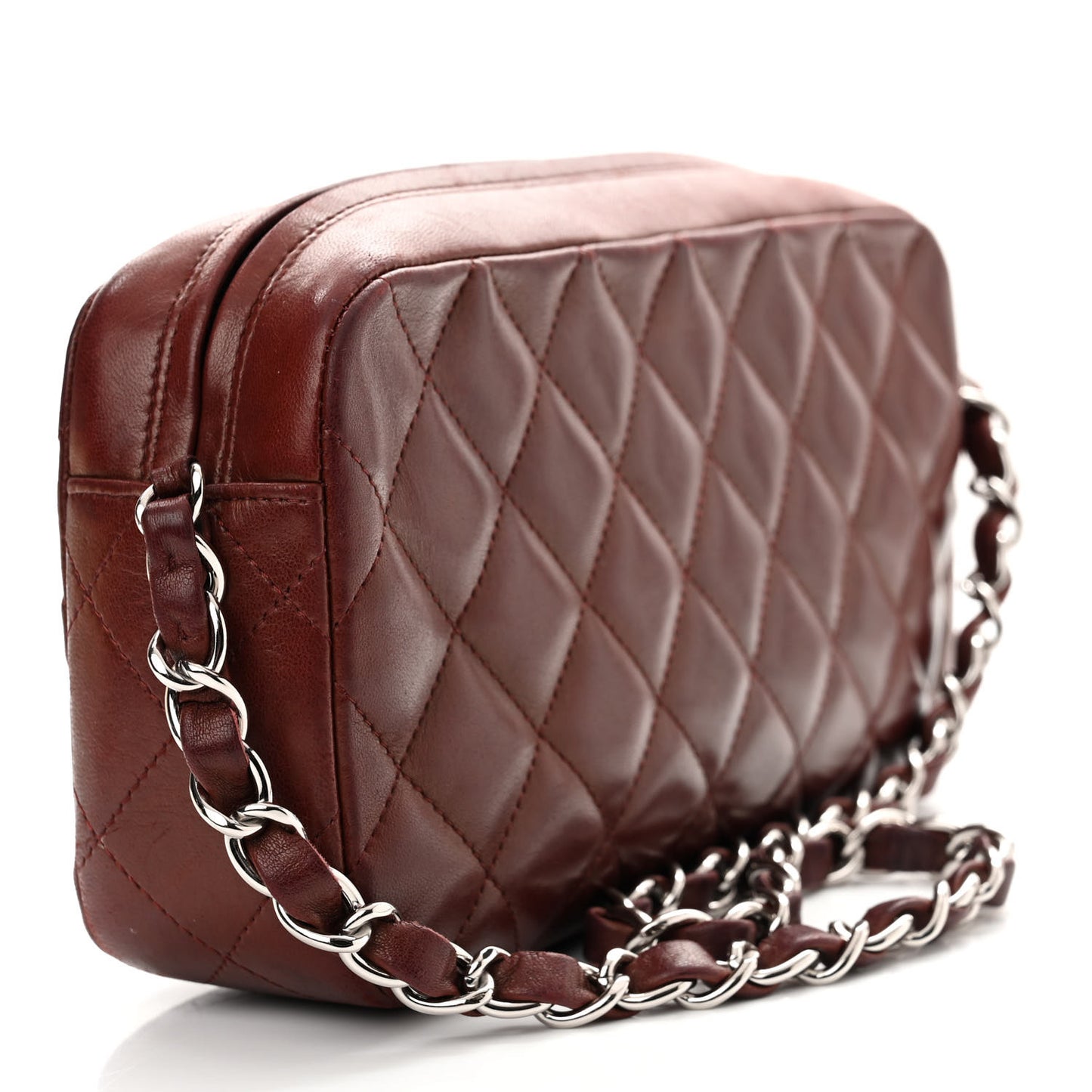 Lambskin Quilted Timeless Camera Case Burgundy Burgundy