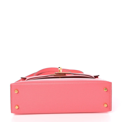 Hermes Chevre Mysore Mini Kelly Sellier 20 Rose Lipstick 6 of 29