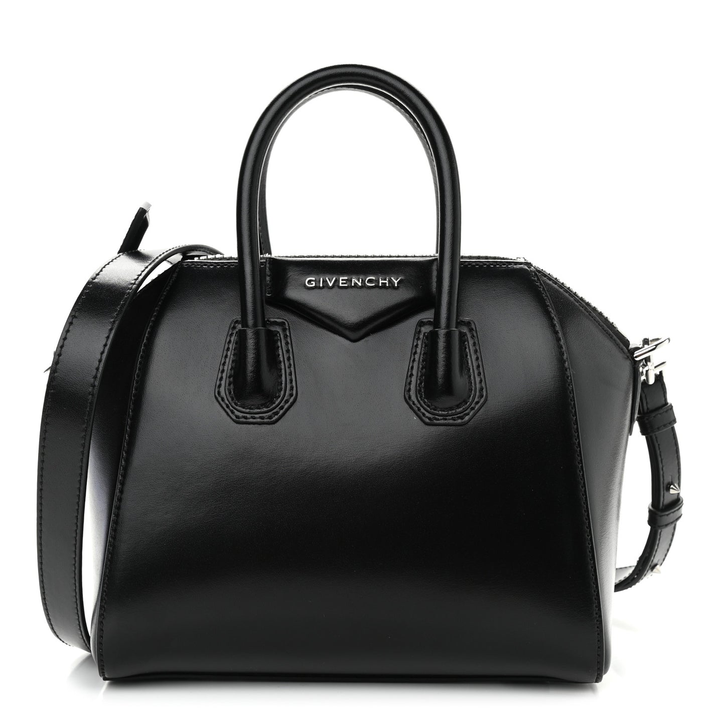Shiny Lord Calfskin Mini Antigona Black