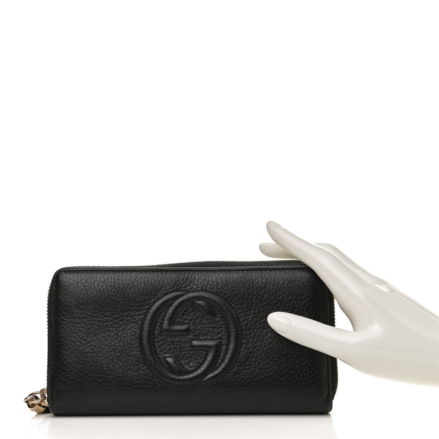 Pebbled Calfskin Soho Zip Around Wallet Black
