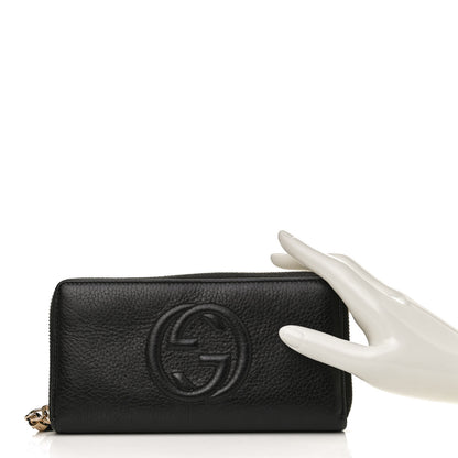 Gucci Pebbled Calfskin Soho Zip Around Wallet Black 2 of 12