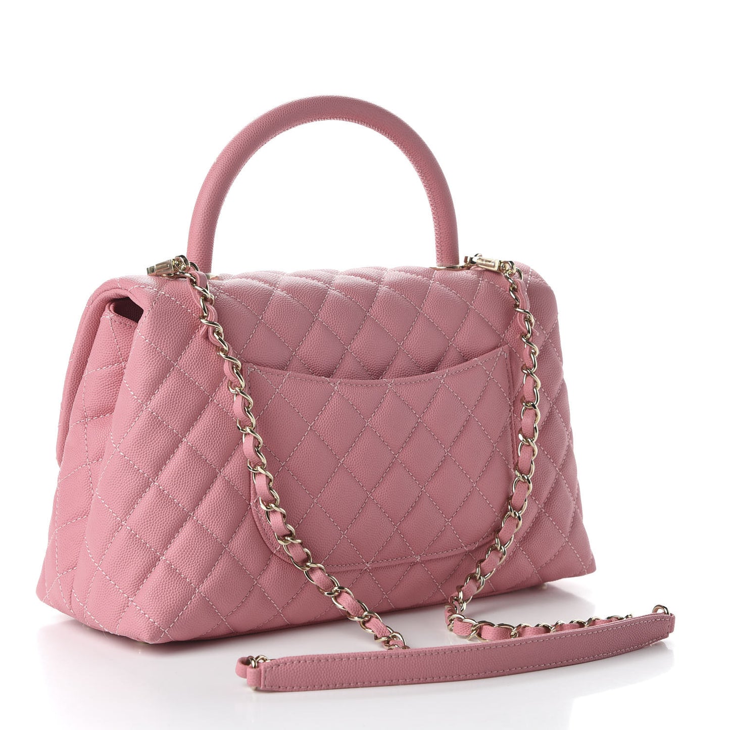Caviar Quilted Small Coco Handle Flap Rose