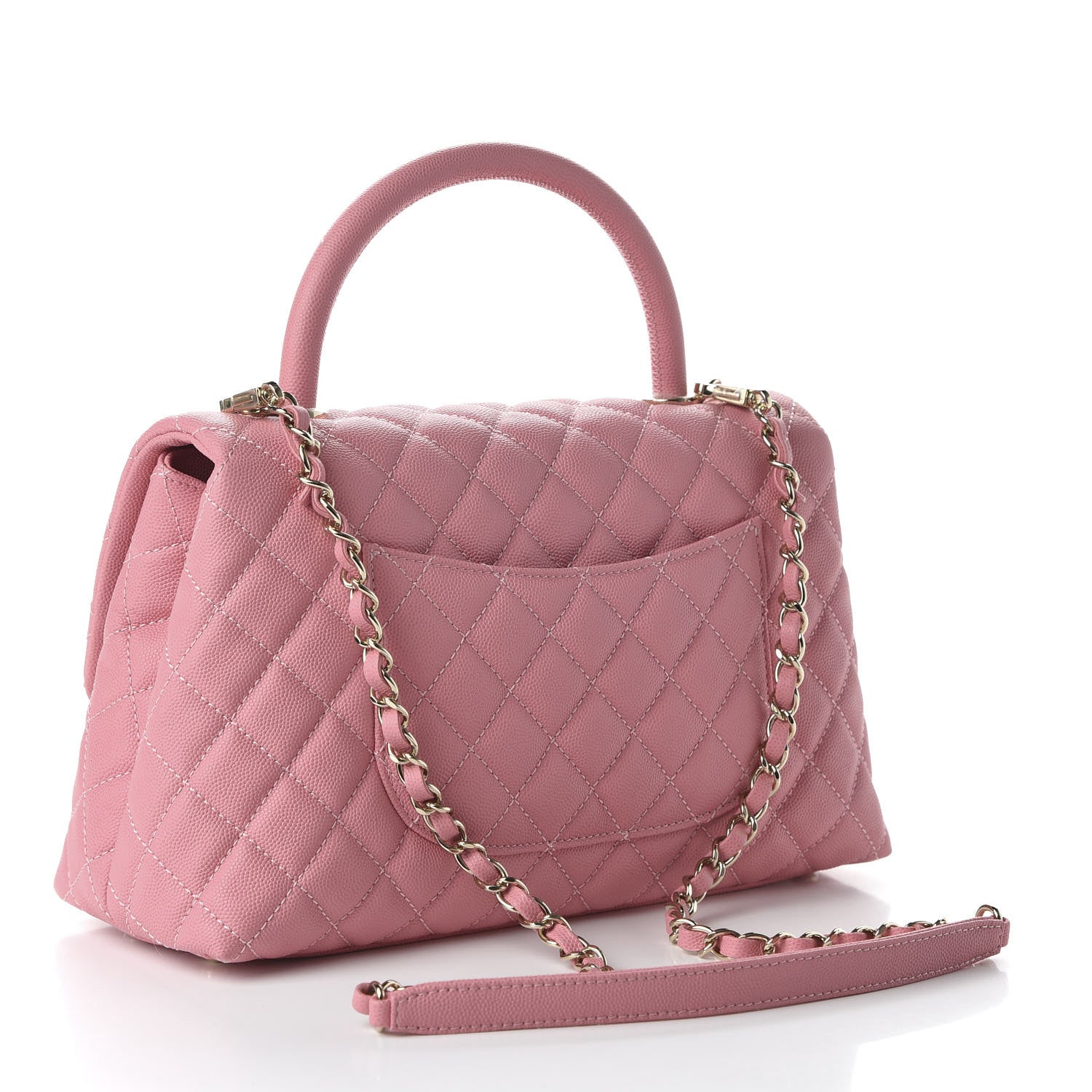 Chanel Caviar Quilted Small Coco Handle Flap Rose 3 of 10