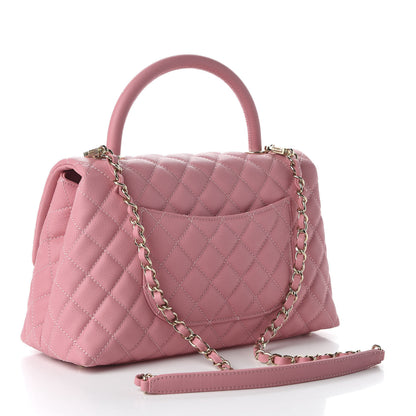 Chanel Caviar Quilted Small Coco Handle Flap Rose 3 of 10