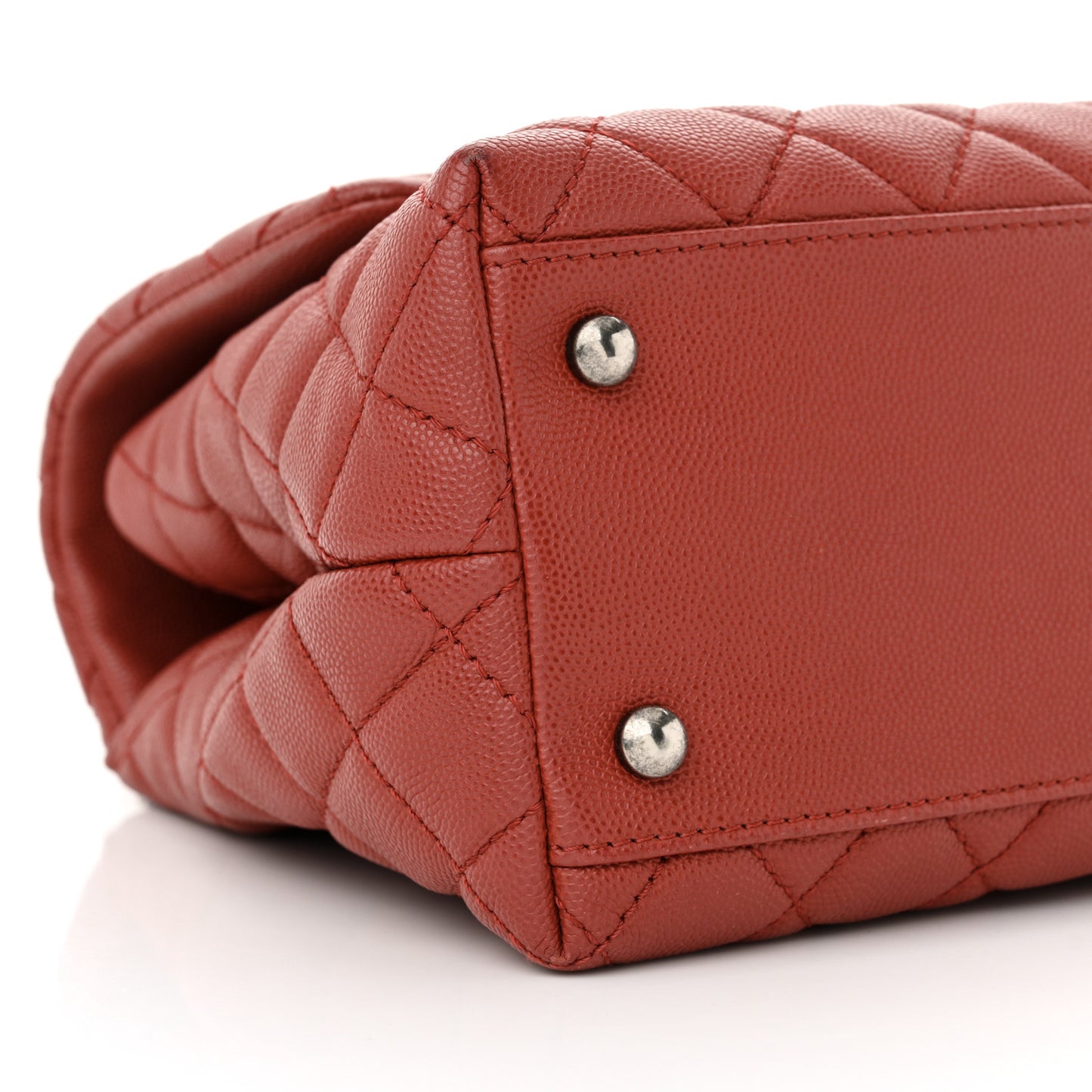 Caviar Quilted Small Coco Handle Flap Red