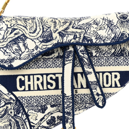 Christian Dior Canvas Embroidered Toile de Jouy Saddle Bag Blue 8 of 10