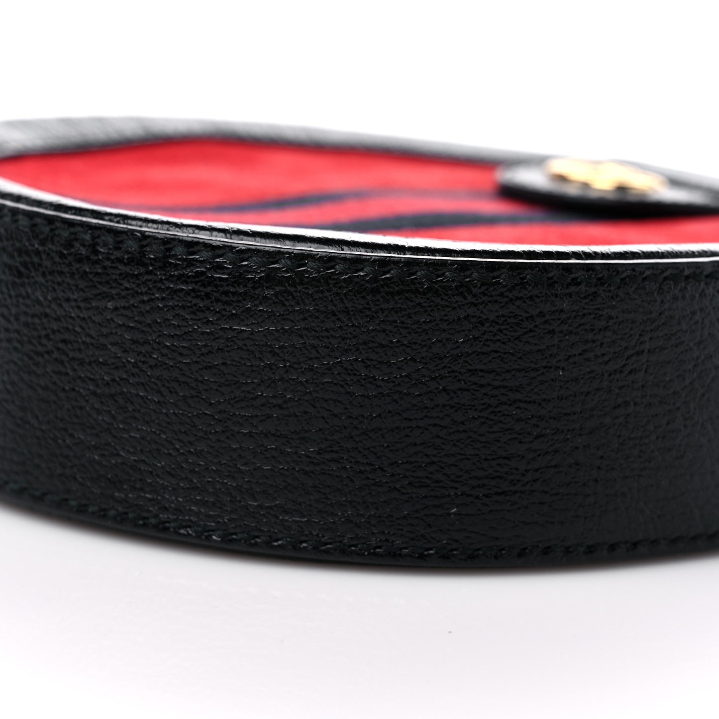 Suede Patent Web Mini Ophidia Round Shoulder Bag Hibiscus Red Black
