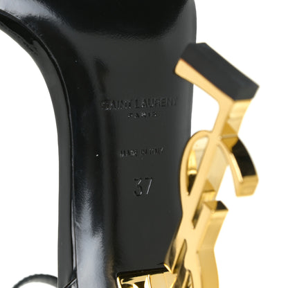 Saint Laurent Patent Calfskin Opyum 110 Sandals 37 Black Gold 10 of 14