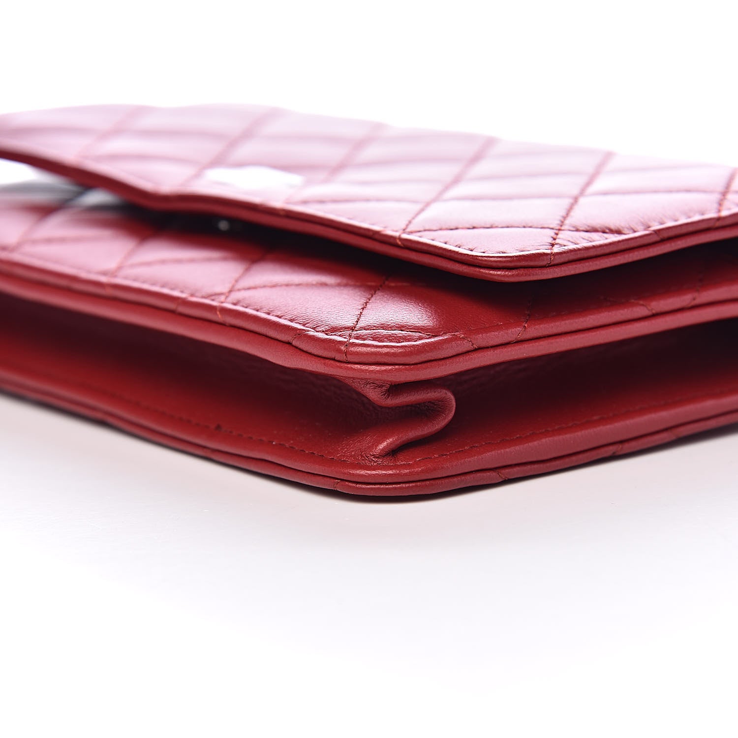 Chanel Lambskin Quilted Wallet On Chain WOC Red 10 of 12