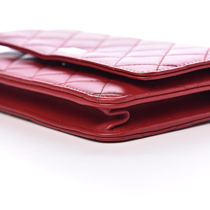 Chanel Lambskin Quilted Wallet On Chain WOC Red 10 of 12