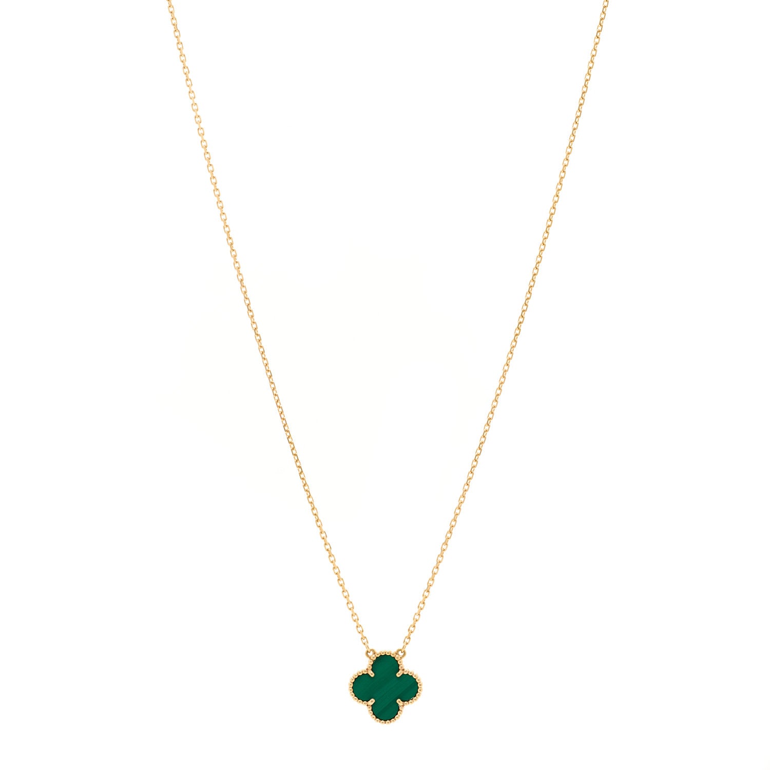 Van Cleef & Arpels 18K Yellow Gold Malachite Vintage Alhambra Pendant Necklace 1 of 4