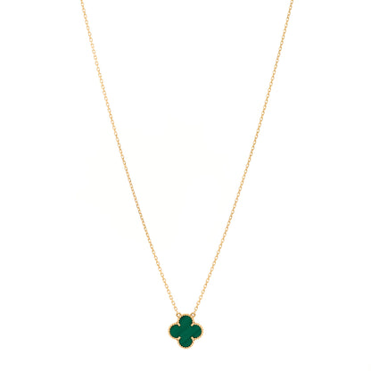 Van Cleef & Arpels 18K Yellow Gold Malachite Vintage Alhambra Pendant Necklace 1 of 4