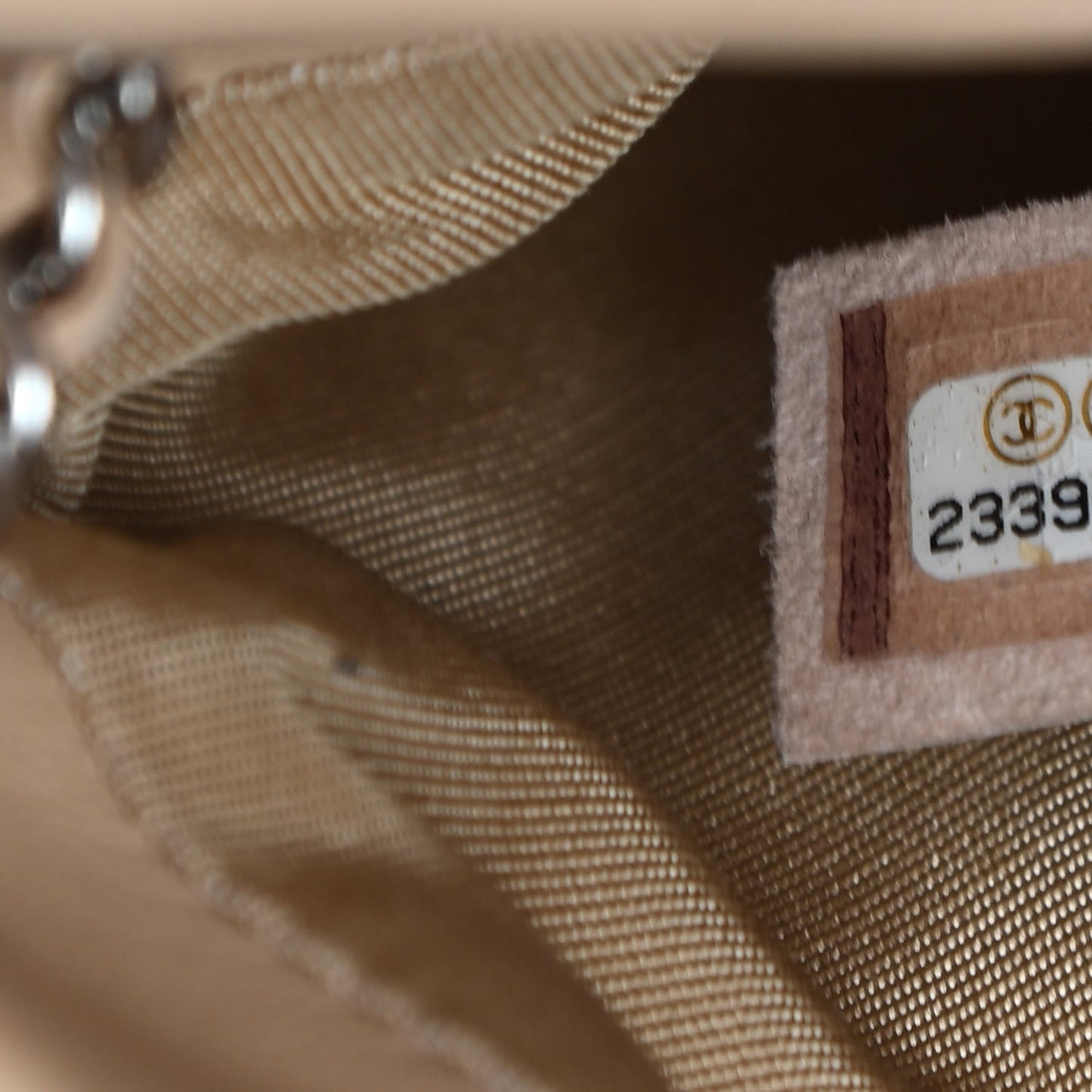 Lambskin Quilted Small CC Chain Bucket Drawstring Bag Light Beige