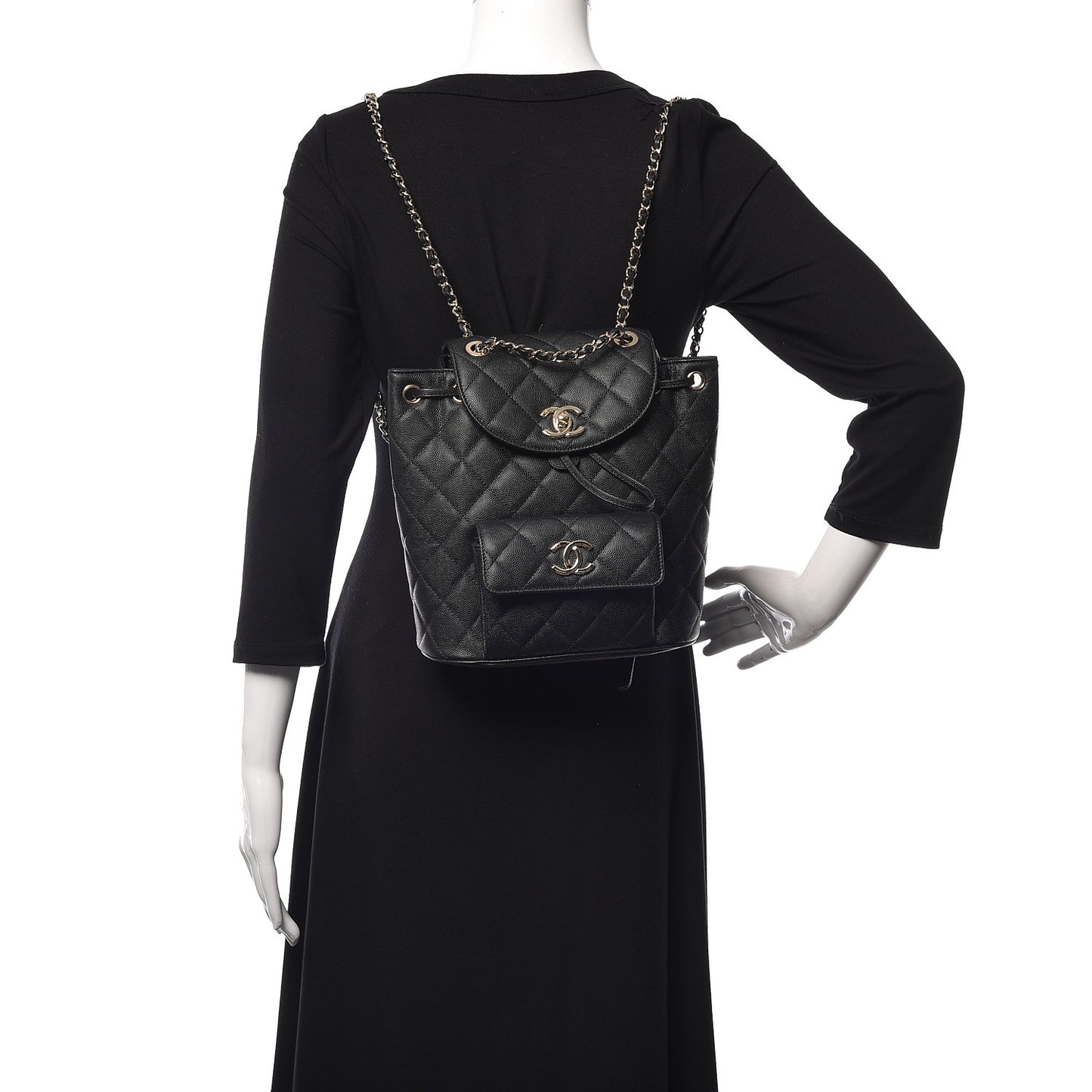 Caviar Quilted Backpack Bag Black
