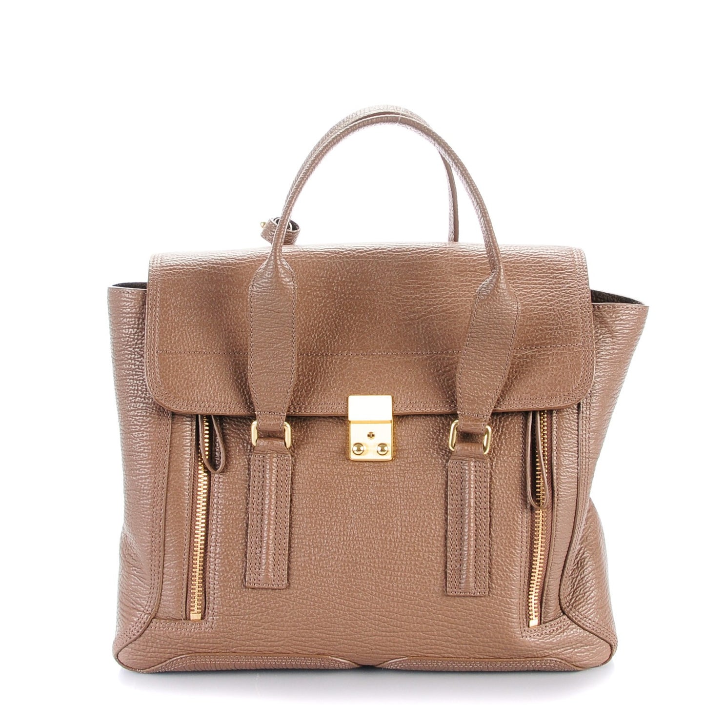 3.1 Textured Calfskin Large Pashli Satchel Taupe