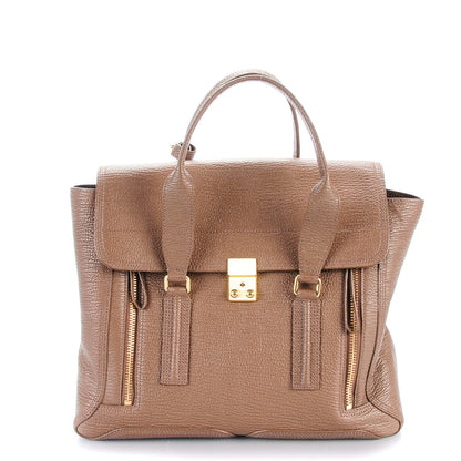 3.1 Phillip Lim 3.1 Textured Calfskin Large Pashli Satchel Taupe 1 of 7
